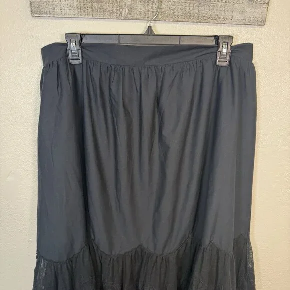 Abercrombie&Fitch Lacey Long Cotton Skirt XL Black WhimsyGoth Western Boho Goth - Picture 11 of 12
